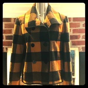 Ann Taylor Loft buffalo checked pea coat